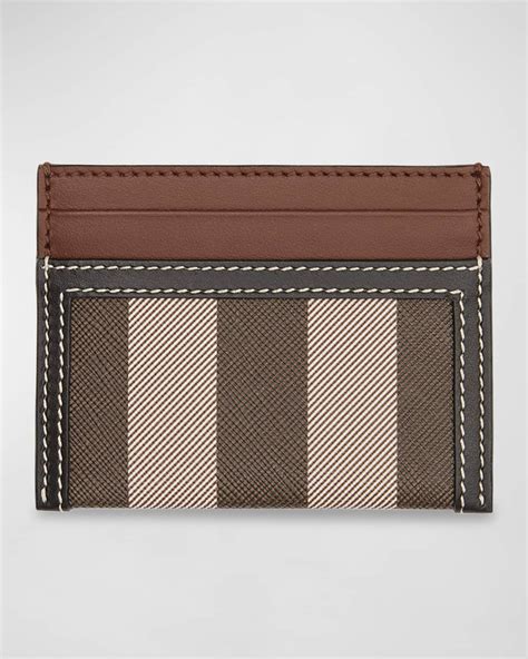 Burberry Sandon Check Canvas & Leather Card Case 